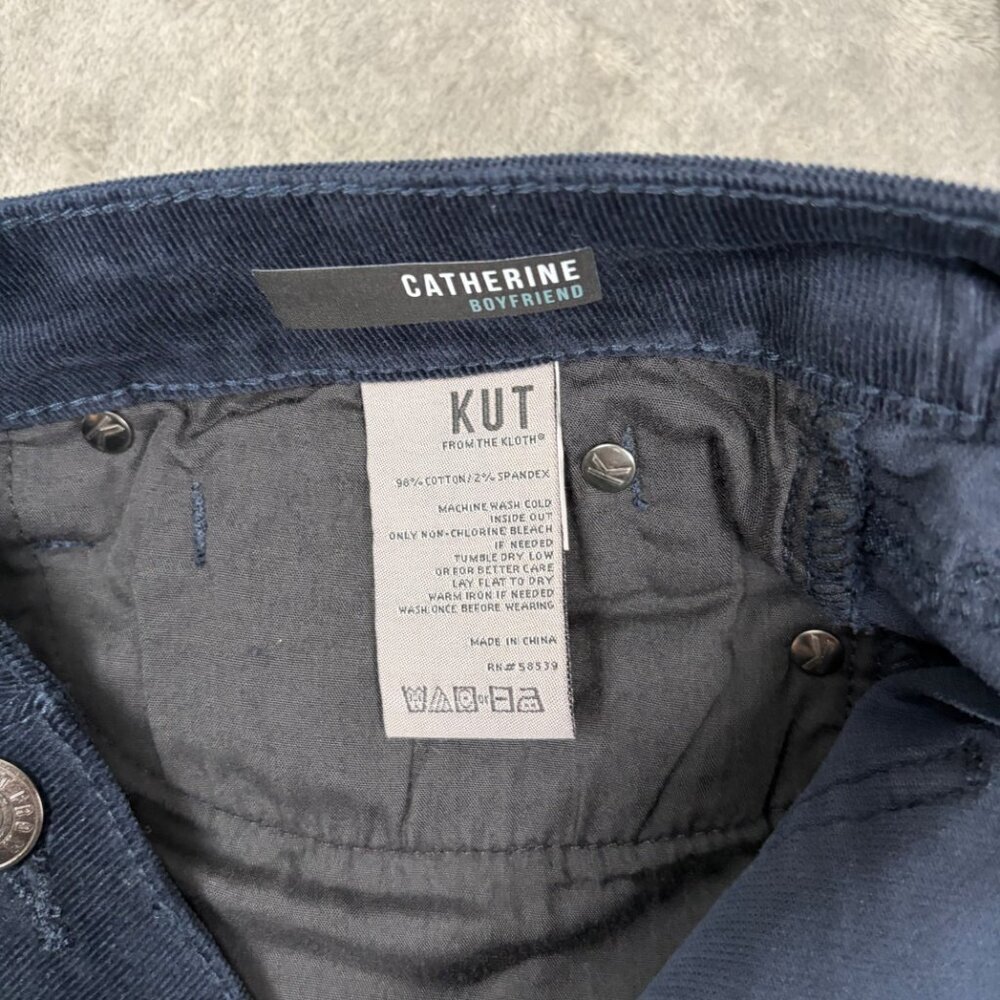 KUT from the Kloth Catherine Boyfriend Corduroy Pants Women’s 16P Navy Stretch - Picture 3 of 8